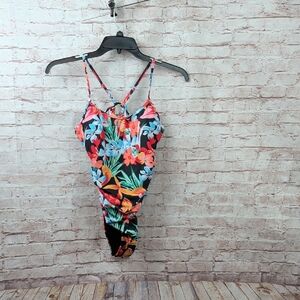 Aimage Floral One-Piece Swimsuit Medium New Nwt